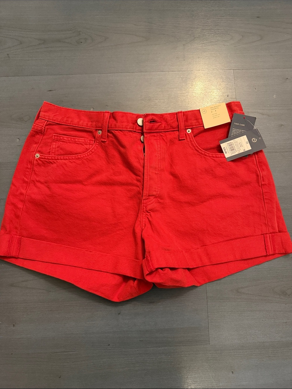 Universal Thread Bright Red Cuffed Denim Shorts
